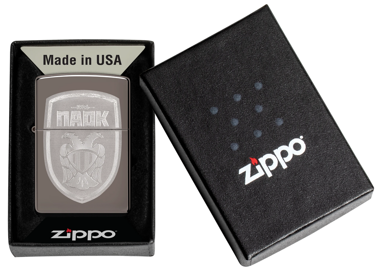 PAOK Sheild Laser Zippo