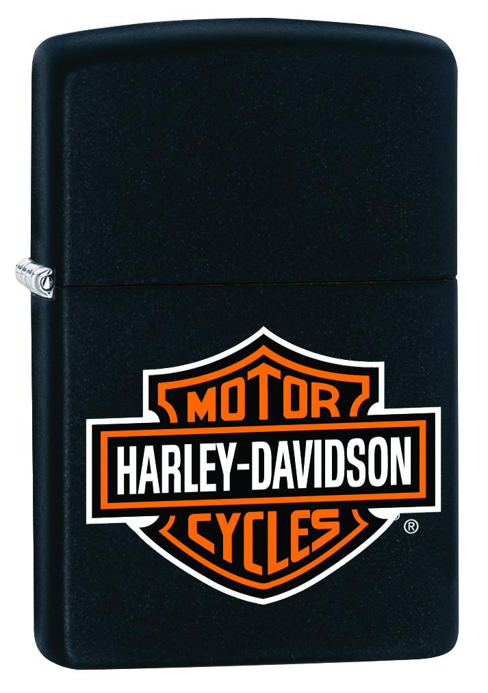 Harley-Davidson Black Matte Windproof Lighter 3/4 View