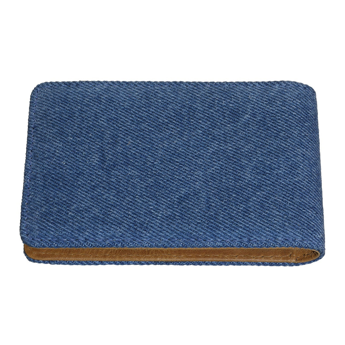Card Case Denim Blue Tan Vertical