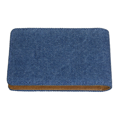 Card Case Denim Blue Tan Vertical