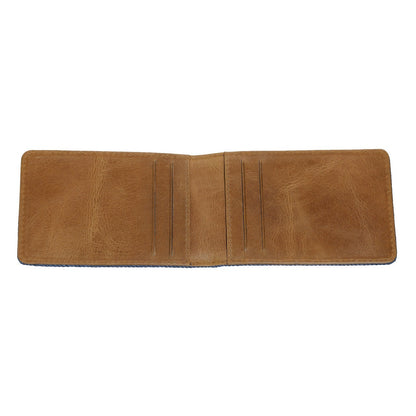 Card Case Denim Blue Tan Vertical
