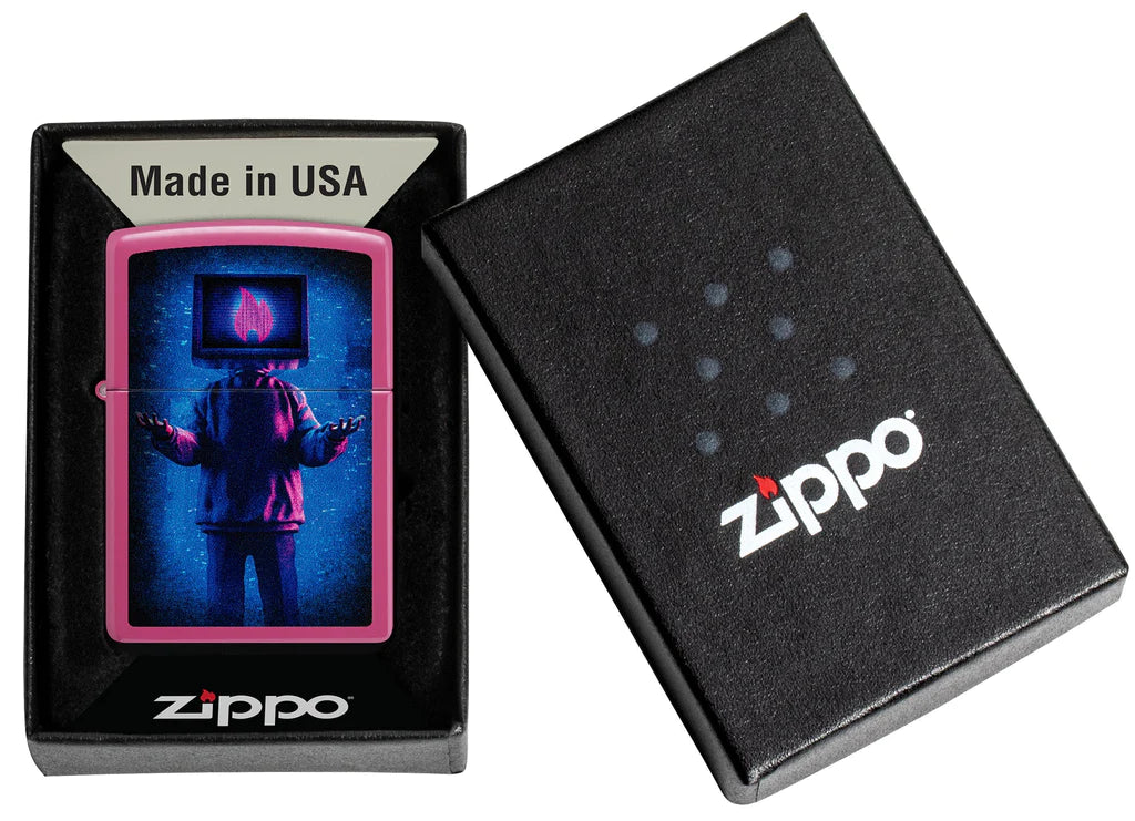 Flame TV Man Design Zippo