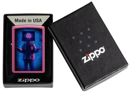 Flame TV Man Design Zippo