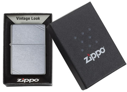 Street Chrome Vintage with Slashes Windproof Lighter in its packaging
