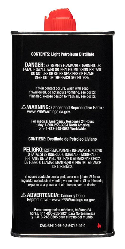 Back of Authentic Zippo Lighter Fuel - 12 oz.